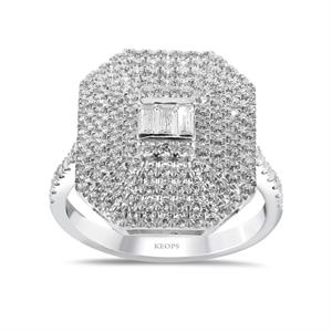 1 Karat Baget Pırlanta  Platform Yüzük