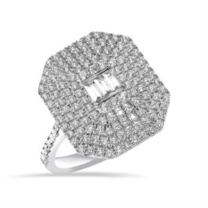 1 Karat Baget Pırlanta  Platform Yüzük