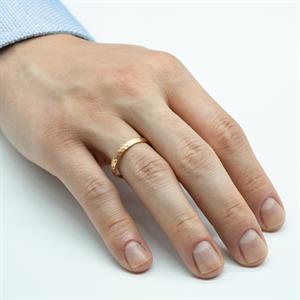 Ağaç Kabuğu Vintage Altın Alyans Erkek Modeli