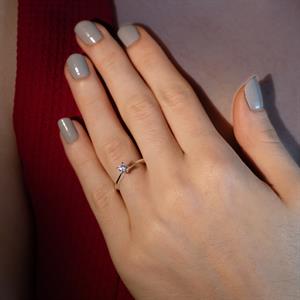 D Renk 0.15 Karat Pırlanta Tektaş Yüzük - IDL Sertifikalı