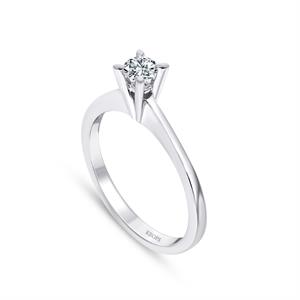 D Renk 0.20 Karat Pırlanta Tektaş Yüzük - IDL Sertifikalı