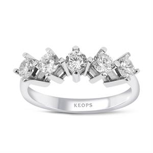 D Renk 0.75  Karat Pırlanta Beştaş Yüzük - IDL Sertifikalı