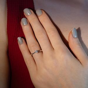 D Renk 0.20 Karat Pırlanta Tektaş Yüzük - IDL Sertifikalı