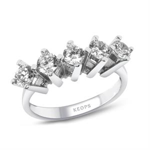 D Renk 0.75  Karat Pırlanta Beştaş Yüzük - IDL Sertifikalı