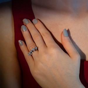 D Renk 1.50 Karat Pırlanta Beştaş Yüzük - HRD Sertifikalı