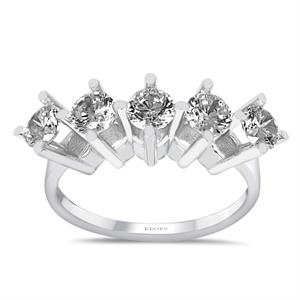 D Renk 1.50 Karat Pırlanta Beştaş Yüzük - HRD Sertifikalı