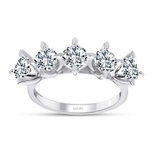 D Renk 1.50 Karat Pırlanta Beştaş Yüzük - HRD Sertifikalı