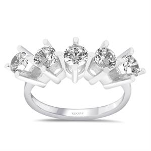 D Renk 1.50 Karat Pırlanta Beştaş Yüzük - HRD Sertifikalı