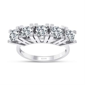 D Renk 1.50 Karat Pırlanta Beştaş Yüzük - HRD Sertifikalı