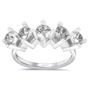 D Renk 1.50 Karat Pırlanta Beştaş Yüzük - HRD Sertifikalı