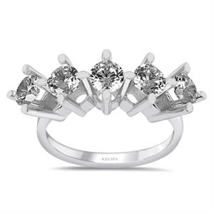 D Renk 2 Karat Pırlanta Beştaş Yüzük - HRD Sertifikalı