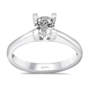 E Renk 0.40 Karat Pırlanta Tektaş Yüzük - HRD Sertifikalı