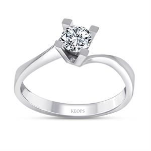 E Renk 0.30 Karat Pırlanta Tektaş Yüzük - HRD Sertifikalı