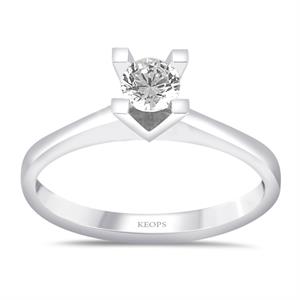 E Renk 0.40 Karat Pırlanta Tektaş Yüzük - HRD Sertifikalı