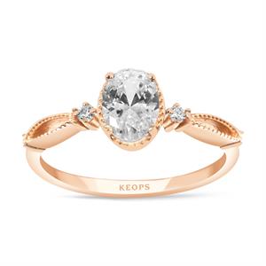 E Renk 0.72 Karat Pırlanta Vintage Oval Yüzük - GİA Sertifikalı