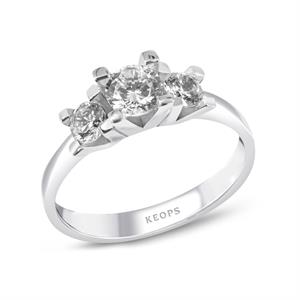 E Renk 0.60 Karat Pırlanta  Tria Yüzük - IDL Sertifikalı