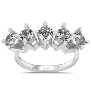 E Renk 1.65 Karat Pırlanta Beştaş Yüzük - HRD Sertifikalı