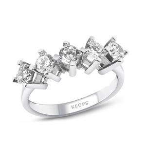 E Renk 1 Karat Pırlanta Beştaş Yüzük - IDL Sertifikalı