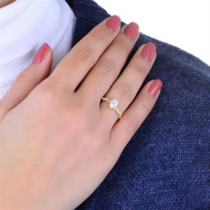 E Renk 1 Karat Pırlanta Dal Oval Tektaş Yüzük - HRD Sertifikalı - 1100640