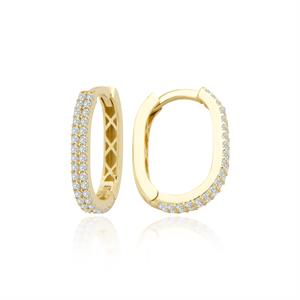 Elips Pırlanta Halka Küpe