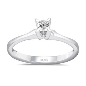 F Renk 0.10 Karat Pırlanta Tektaş Yüzük - IDL Sertifikalı