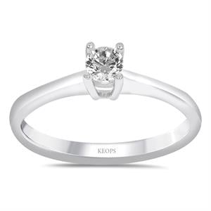 F Renk 0.20 Karat Pırlanta Tektaş Yüzük - IDL Sertifikalı