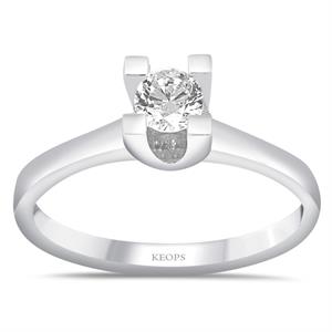 F Renk 0.25 Karat Pırlanta Tektaş Yüzük - IDL Sertifikalı