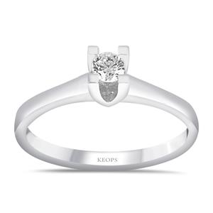 F Renk 0.10 Karat Pırlanta Tektaş Yüzük - IDL Sertifikalı