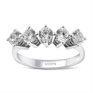 F Renk 0.90 Karat Pırlanta Beştaş Yüzük - IDL Sertifikalı