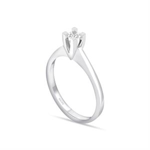 F Renk 0.10 Karat Pırlanta Tektaş Yüzük - IDL Sertifikalı