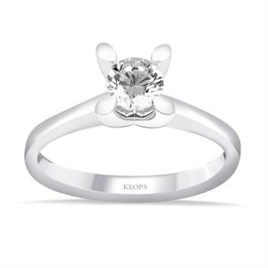 F Renk 0.40 Karat Pırlanta Tektaş Yüzük - HRD Sertifikalı