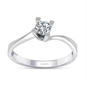 F Renk 0.25 Karat Pırlanta Tektaş Yüzük - IDL Sertifikalı