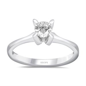 F Renk 0.25 Karat Pırlanta Tektaş Yüzük - IDL Sertifikalı