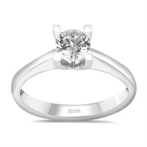 F Renk 0.50 Karat Pırlanta Tektaş Yüzük - HRD Sertifikalı