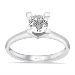 F Renk 0.60 Karat Pırlanta Tektaş Yüzük - HRD Sertifikalı