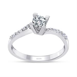 F Renk Toplam 0.39 Karat Pırlanta Tektaş Yüzük - IDL Sertifikalı