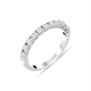 F Renk 0.50 Karat Pırlanta Yarımtur Yüzük - IDL Sertifikalı