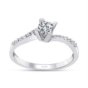 F Renk Toplam 0.34 Karat Pırlanta Tektaş Yüzük - IDL Sertifikalı