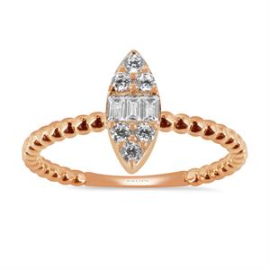 F Renk 0.26 Karat Markiz Baget Pırlanta  Yüzük