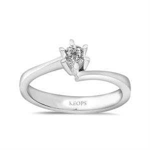 F Renk 0,15 Karat Pırlanta Tektaş Yüzük - IDL Sertifikalı