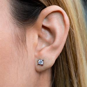 F Renk 0,80 Karat Pırlanta Tektaş Küpe