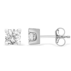 F Renk 0,90 Karat Pırlanta Tektaş Küpe