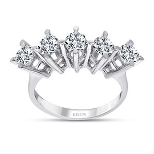 D Renk 1.35 Karat Pırlanta Beştaş Yüzük - IDL Sertifikalı