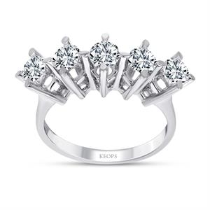 F Renk 1.25 Karat Pırlanta Beştaş Yüzük - IDL Sertifikalı