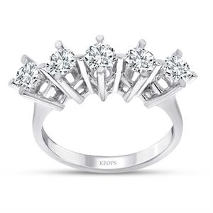 F Renk 1 Karat Pırlanta Beştaş Yüzük - IDL Sertifikalı