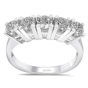 F Renk 1 Karat Pırlanta Beştaş Yüzük - IDL Sertifikalı