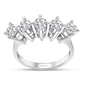 F Renk 1 Karat Pırlanta Beştaş Yüzük - IDL Sertifikalı