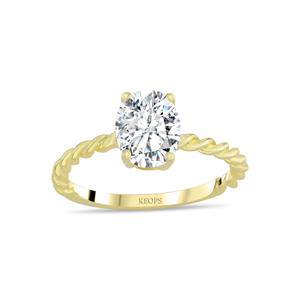 F Renk 2 Karat Oval Sarmal Yüzük - HRD Sertifikalı - 1100639