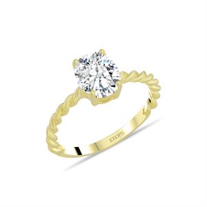 F Renk 2 Karat Oval Sarmal Yüzük - HRD Sertifikalı - 1100639