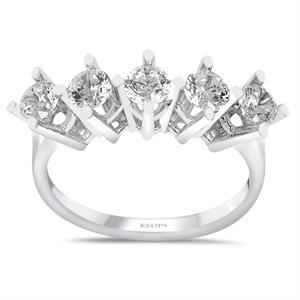 G Renk 0.75 Karat Pırlanta Beştaş Yüzük - IDL Sertifikalı